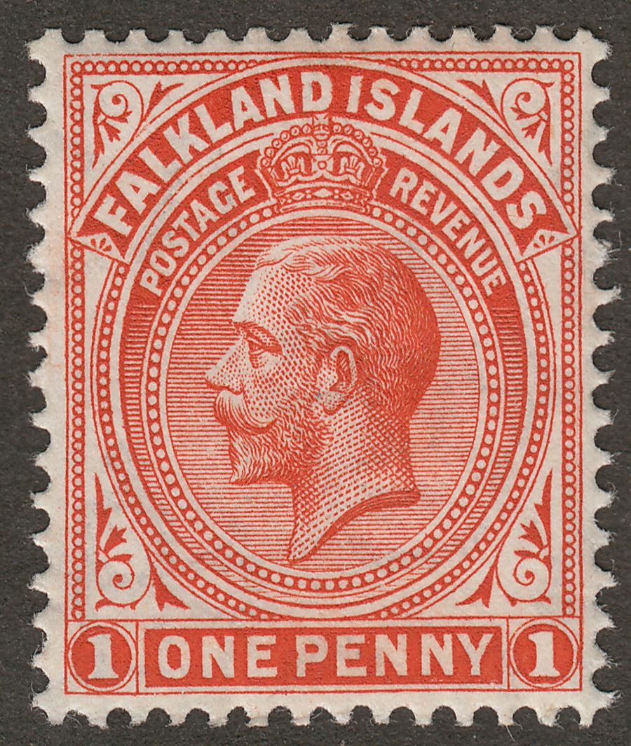Falkland Islands 1912 KGV 1d Orange-Red Mint SG61