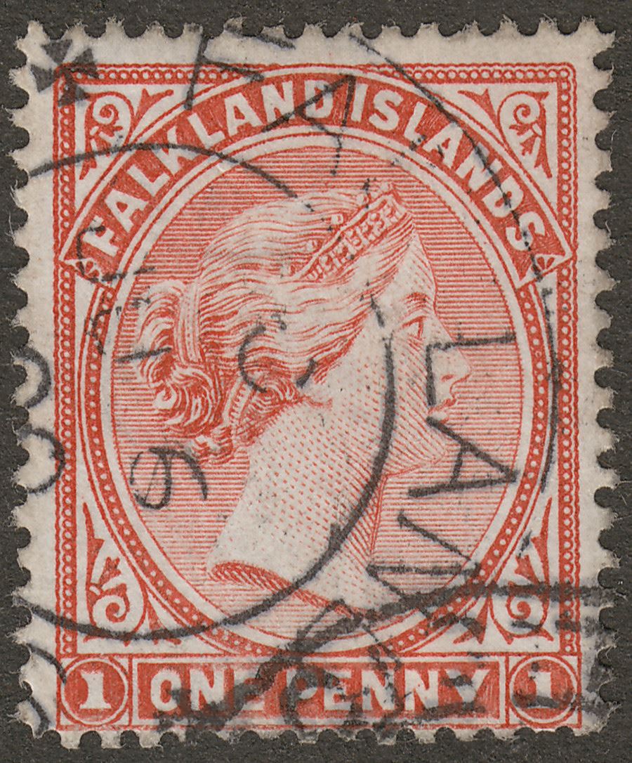 Falkland Islands 1899 QV 1d Pale Red Used SG23
