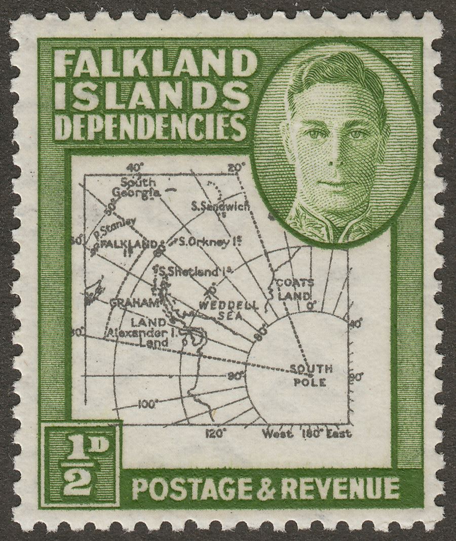Falkland Islands Dependencies 1946 KGVI ½d w Variety Dot By Oval Mint SG G1d