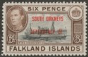 Click for more photos and details Falkland Islands Dependencies 1945 KGVI South Orkneys 6d Black + Brn Mint SG C6