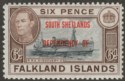 Click for more photos and details Falkland Islands Dependencies 1945 KGVI South Shetland 6d Blue-Black Mint SG D6a