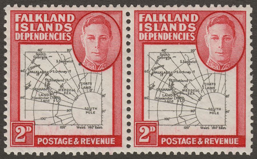 Falkland Islands Dependencies 1946 KGVI 2d w Variety Dot By Oval Mint SG G3d