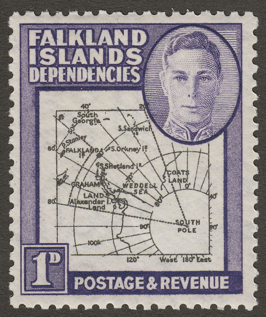 Falkland Islands Dependencies 1946 KGVI 1d w Variety Extra Island Mint SG G2aa