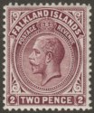 Click for more photos and details Falkland Islands 1914 KGV 2d Deep Reddish Purple Line Perf Mint SG62a