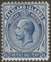 Click for more photos and details Falkland Islands 1916 KGV 2½d Deep Milky Blue Line Perf Mint SG63b