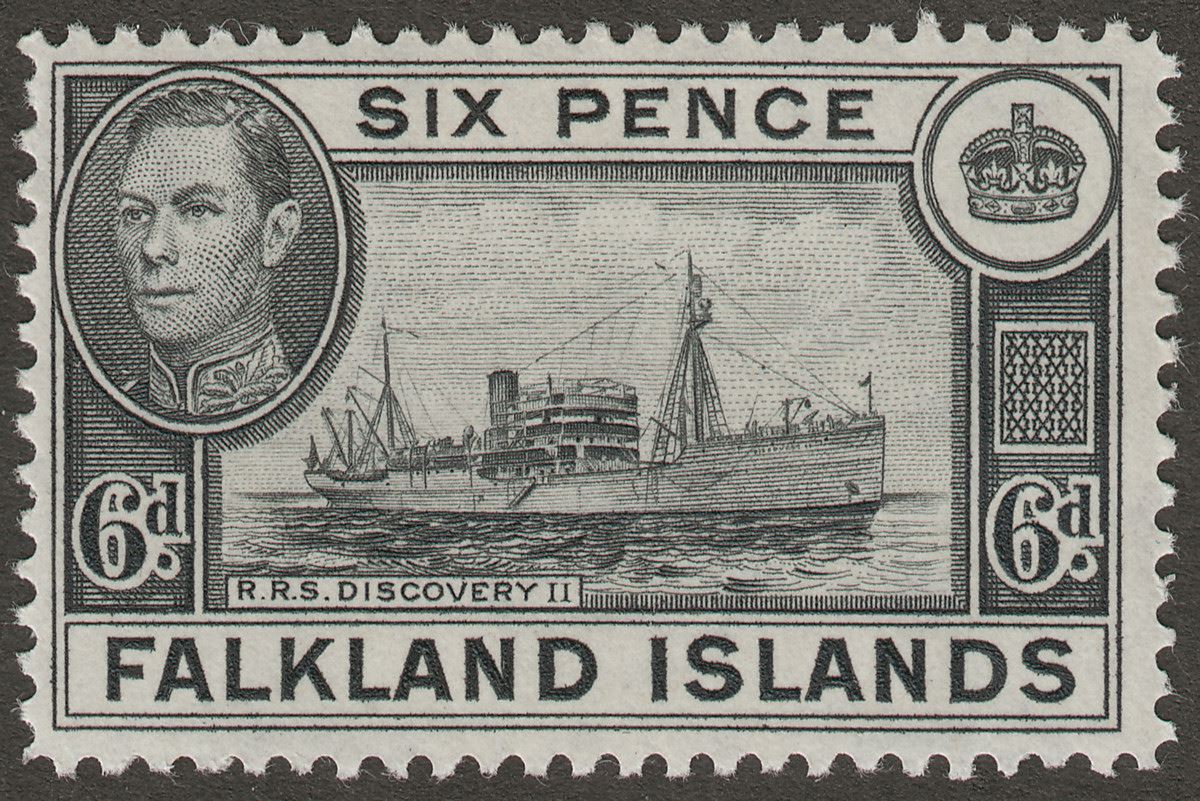 Falkland Islands 1949 KGVI 6d Black Mint SG156