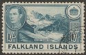 Click for more photos and details Falkland Islands 1938 KGVI 1sh Dull Greenish Blue Used SG158a
