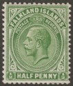 Click for more photos and details Falkland Islands 1920 KGV ½d Dull Yellowish Green Mint SG60d