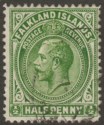 Falkland Islands 1914 KGV ½d Deep Yellow-Green Line Perf Used SG60a