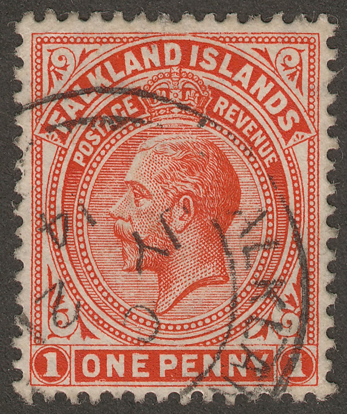 Falkland Islands 1912 KGV 1d Orange-Red Used SG61