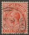 Click for more photos and details Falkland Islands 1912 KGV 1d Orange-Red Used SG61