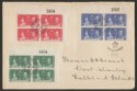 Click for more photos and details Falkland Islands 1937 KGVI Coronation Set Sheet Number Blocks Used Reg Cover
