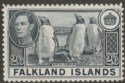 Click for more photos and details Falkland Islands 1938 KGVI Penguins 2sh6d Slate Mint SG160 cat £60