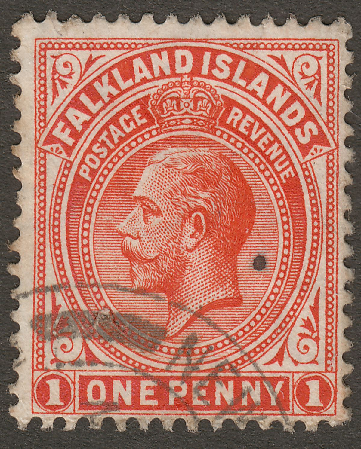 Falkland Islands c1912 KGV 1d Used with part NEW ISLAND Postmark