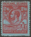 Click for more photos and details Falkland Islands 1929 KGV Whale + Penguins 2sh6d Carm on Blue Mint SG123 cat £70