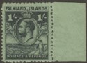 Click for more photos and details Falkland Islands 1929 KGV Whale and Penguins 1sh Black on Emerald Mint SG122 MNH