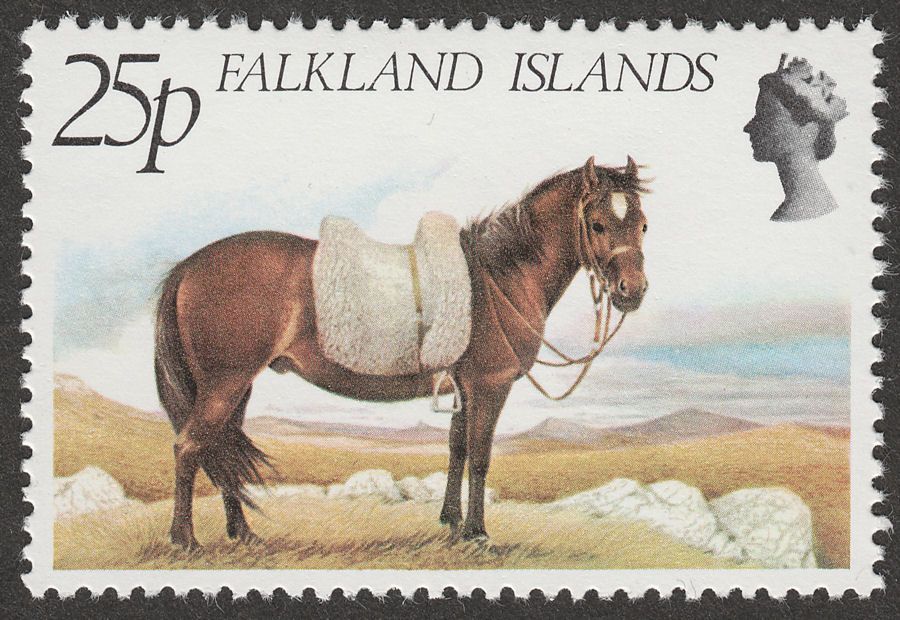 Falkland Islands 1981 QEII Farm Animals 25p watermark Inverted SG394w