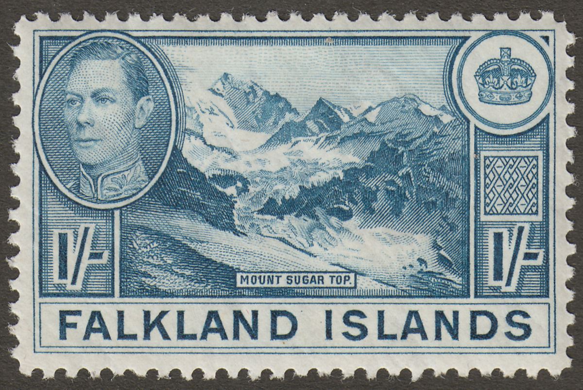 Falkland Islands 1937 KGVI 1sh Light Dull Blue Mint SG158 cat £75