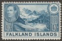 Click for more photos and details Falkland Islands 1937 KGVI 1sh Light Dull Blue Mint SG158 cat £75
