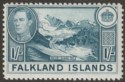 Click for more photos and details Falkland Islands 1938 KGVI 1sh Dull Greenish Blue Mint SG158a cat £60