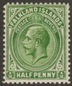 Click for more photos and details Falkland Islands 1914 KGV ½d Deep Yellow-Green Line Perf Mint SG60a