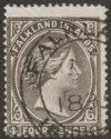 Click for more photos and details Falkland Islands 1894 QV 4d Brownish Black wmk Reversed Used SG31 cat £350