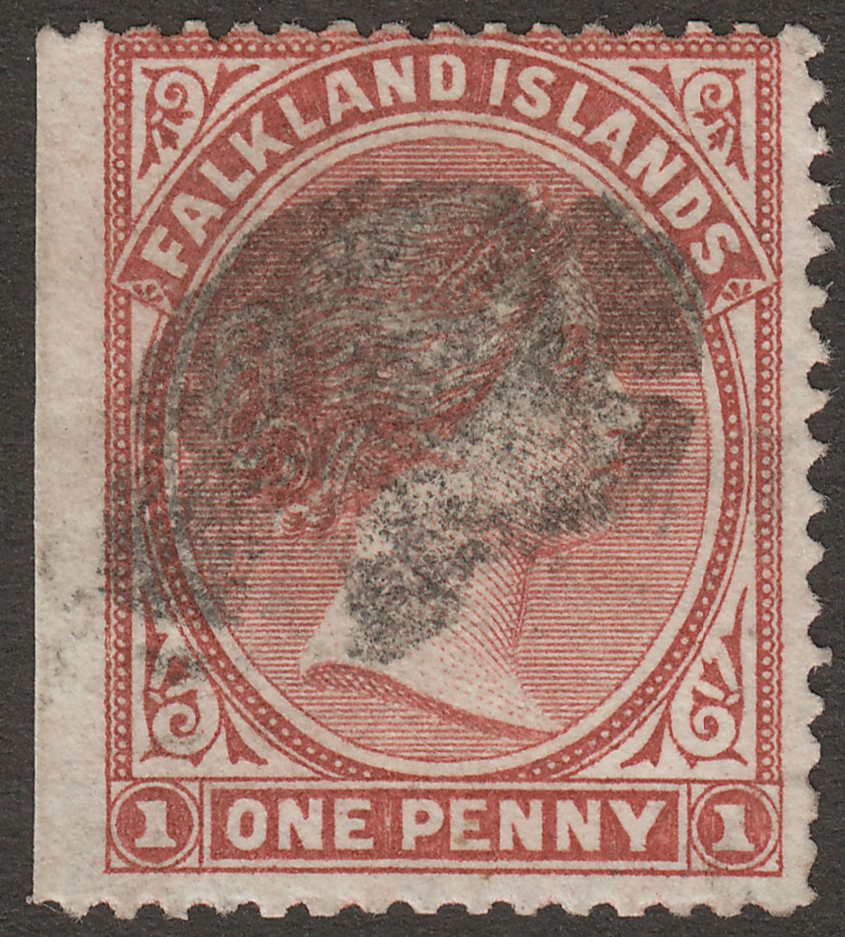 Falkland Islands 1887 QV 1d Brownish Claret wmk Crown to Left Used SG8 cat £55
