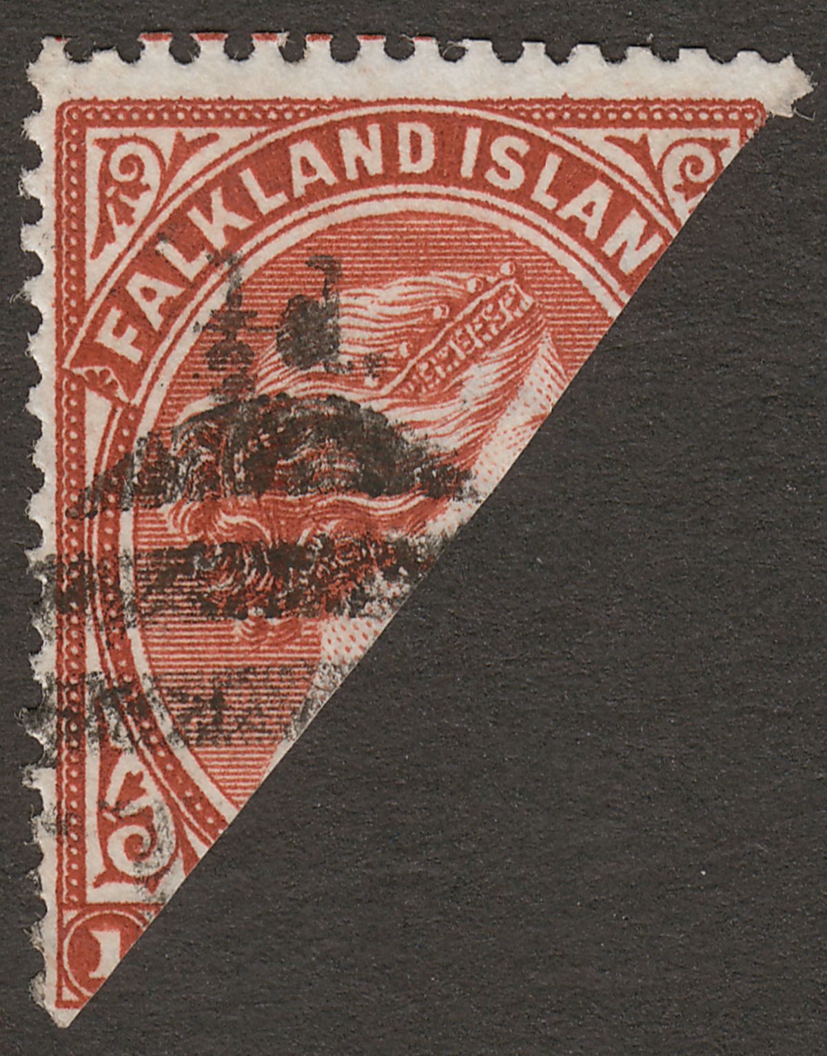 Falkland Islands 1891 QV ½d on half 1d Bisect Used posthumous Surcharge