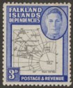 Click for more photos and details Falkland Islands Dependencies 1946 KGVI 3d w Teardrop Flaw Mint SG G4e c£110 tns