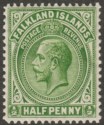 Falkland Islands 1914 KGV ½d Deep Yellow-Green Line Perf Mint SG60a