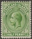 Click for more photos and details Falkland Islands 1914 KGV ½d Deep Yellow-Green Line Perf Mint SG60a