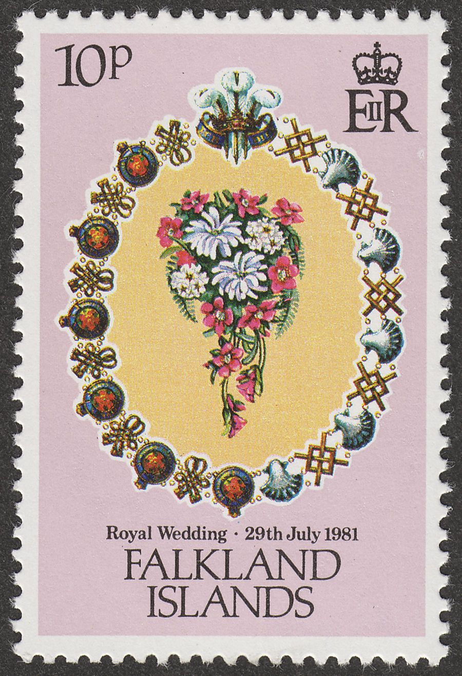 Falkland Islands 1981 QEII Royal Wedding 10p watermark Inverted SG402w