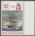 Click for more photos and details Falkland Islands 1988 QEII Lloyds 58p watermark Inverted Mint SG566w