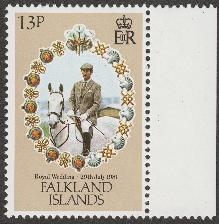 Falkland Islands 1981 QEII Royal Wedding 13p watermark Inverted SG403w