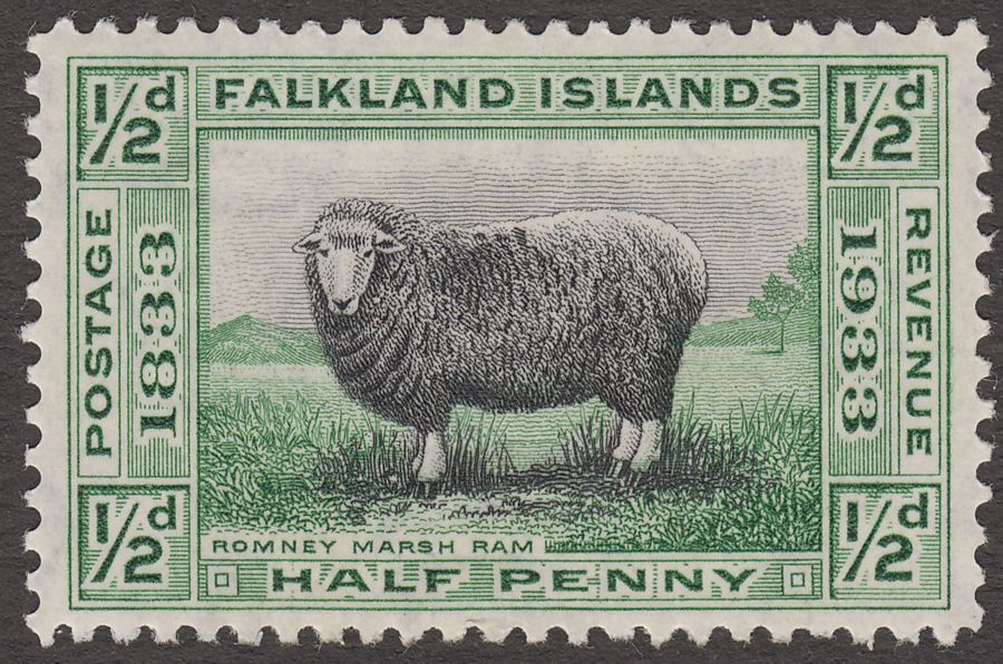 Falkland Islands 1933 KGV Centenary Marsh Ram ½d Mint SG127