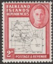 Click for more photos and details Falkland Islands Dependencies 1948 KGVI Thin Map 2d Dot in T Mint SG G11a