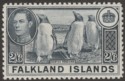 Click for more photos and details Falkland Islands 1938 KGVI Penguins 2sh6d Slate Mint SG160
