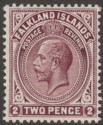 Click for more photos and details Falkland Islands 1912 KGV 2d Maroon Mint SG62