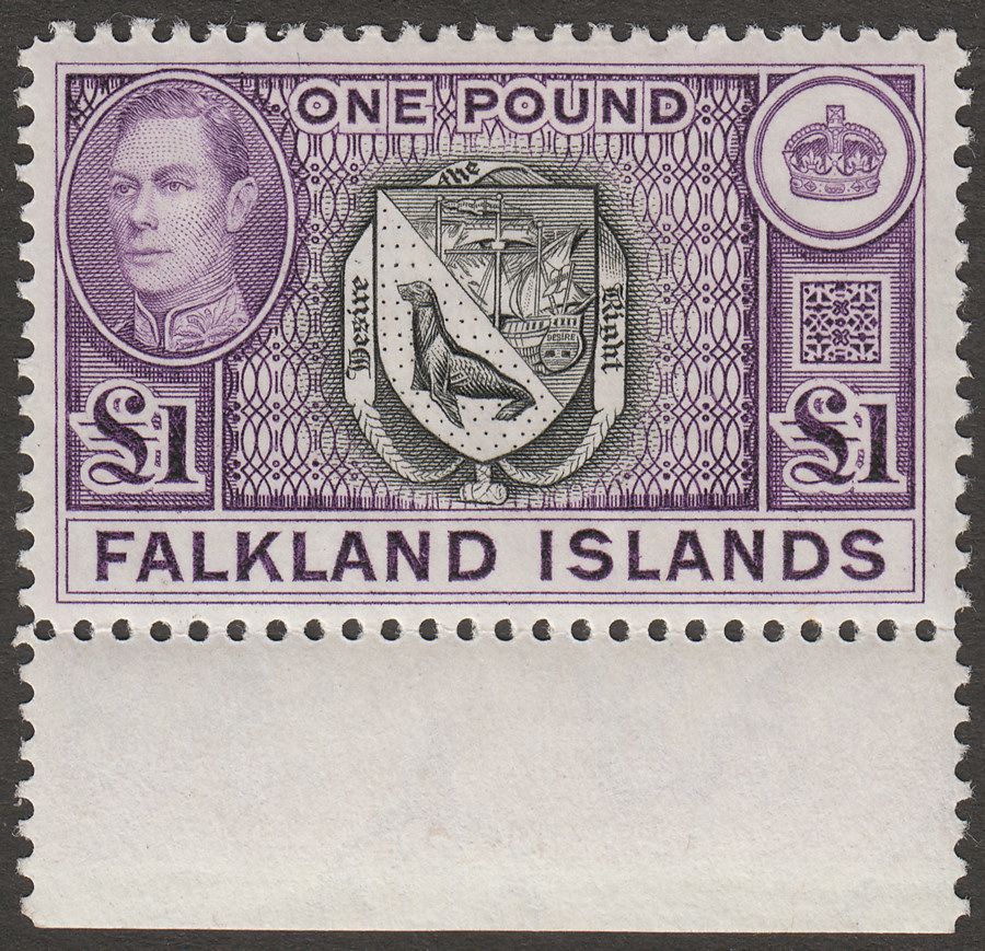 Falkland Islands 1938 KGVI £1 Black and Reddish Violet Mint SG163