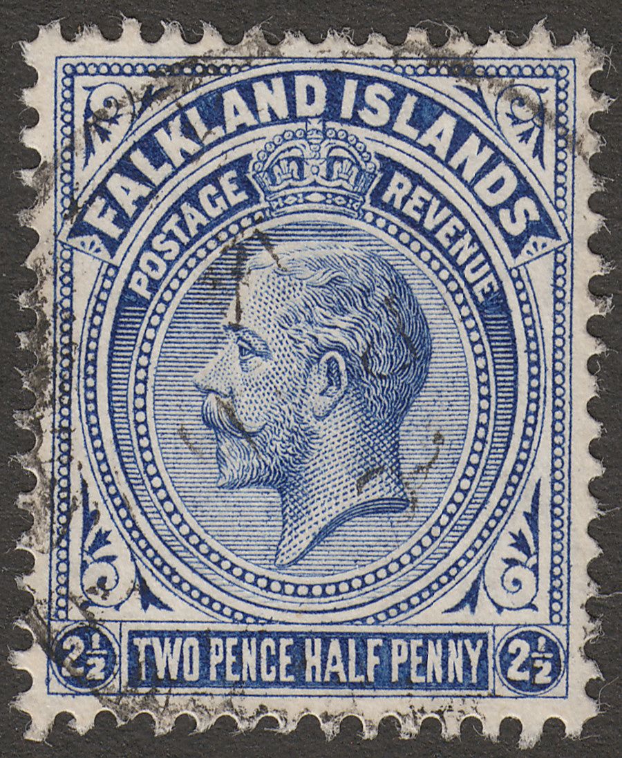Falkland Islands 1912 KGV 2½d Deep Bright Blue Used SG63
