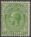 Falkland Islands 1921 KGV ½d Yellowish Green Mint SG73