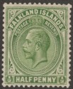 Click for more photos and details Falkland Islands 1921 KGV ½d Yellowish Green Mint SG73