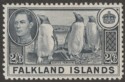 Click for more photos and details Falkland Islands 1938 KGVI Penguins 2sh6d Slate Mint SG160