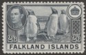 Click for more photos and details Falkland Islands 1938 KGVI Penguins 2sh6d Slate Mint SG160