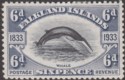 Click for more photos and details Falkland Islands 1933 KGV Centenary Fin Whale 6d Black + Slate Mint SG133 cat£80