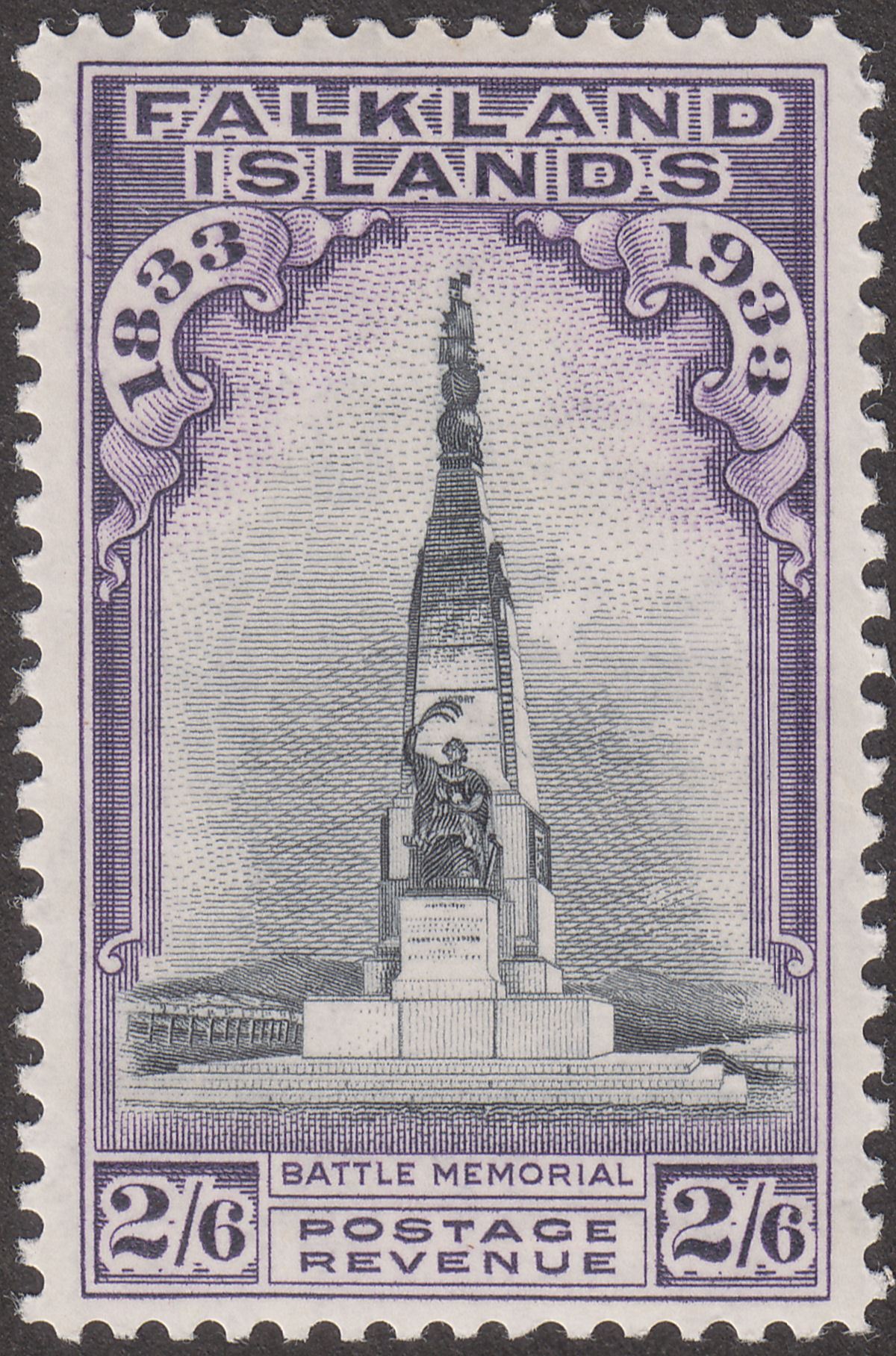 Falkland Islands 1933 KGV Centenary 2sh6d Black and Violet Mint SG135 cat £250