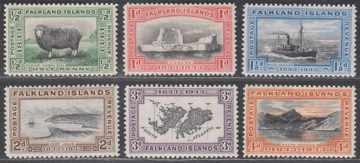Falkland Islands 1933 KGV Centenary Set to 4d Mint SG127-132 cat £100