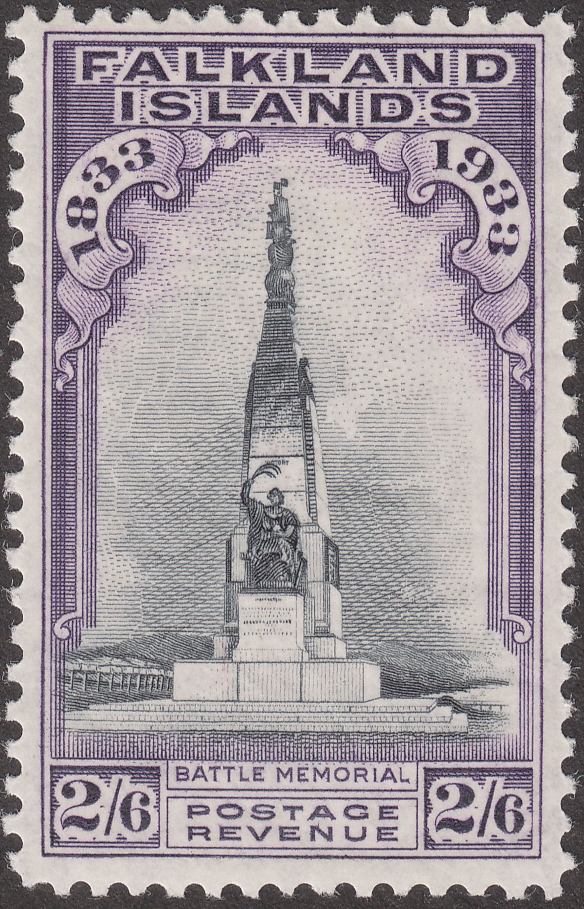 Falkland Islands 1933 KGV Centenary 2sh6d Black and Violet Mint SG135 cat £250