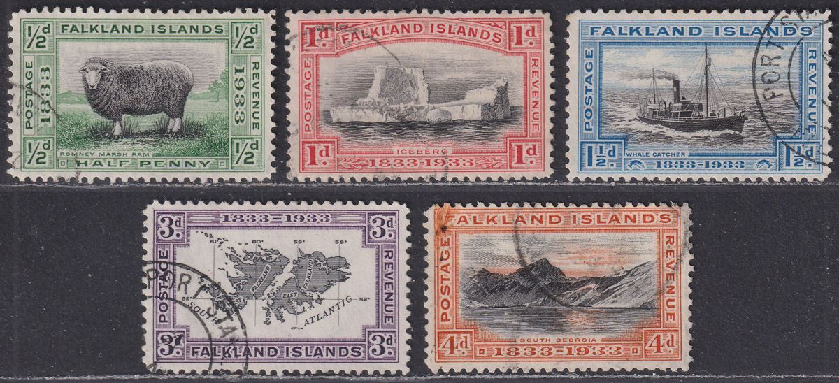 Falkland Islands 1933 KGV Centenary Part Set to 4d Used cat £116
