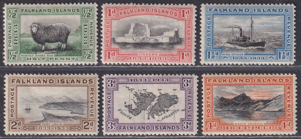Falkland Islands 1933 KGV Centenary Set to 4d Mint SG127-132 cat £100